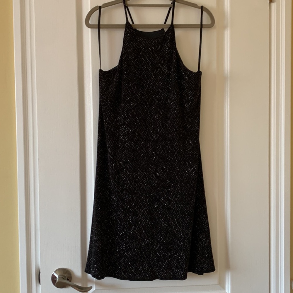 Vintage 90s babydoll party dress size 5/6 black with silver sprinkles